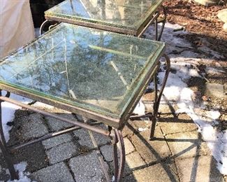 Wrought Iron Glass Top Garden Table (only ONE)
