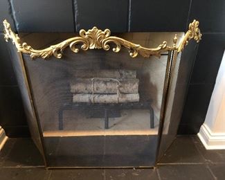 Traditional Fireplace Screen with Brass Accent