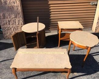 Marble top end and coffee tables vintage
