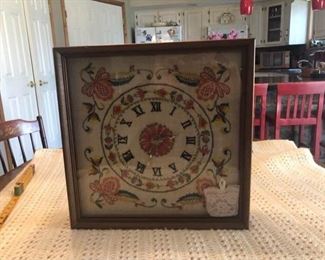 Vintage Clock Embroidered Face