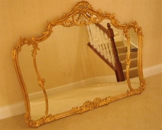 Lower Level:  This large ornate wood & gold leaf Louis XV mirror would be gorgeous in a dining room or formal living room.  It measures 44" x 58." 