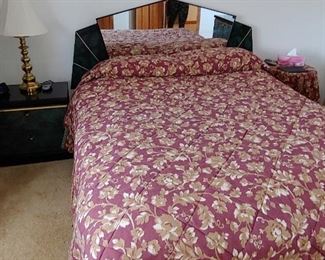 Green Lacquer & Mirror Headboard