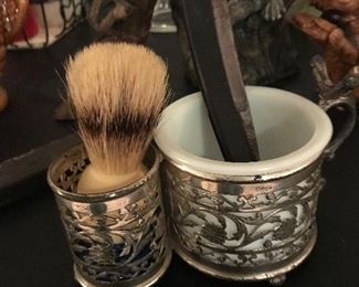 Vintage shaving kit with German straight razor