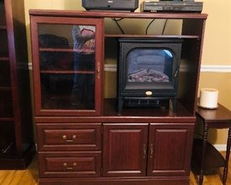 Entertainment console with tv and electric fireplace