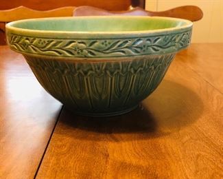 Green crock stoneware bowl