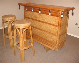 Tiki Bar with Matching Bar Stools...