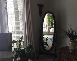 Oval Floor Mirror, Lots of House Plants, Pair of Sconces...