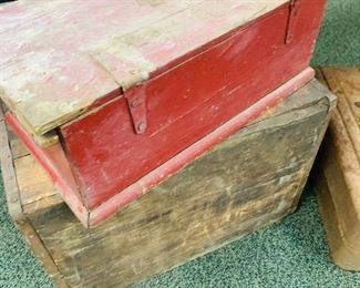vintage wooden advertising boxes