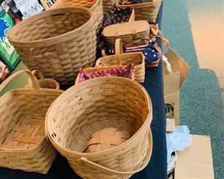 large collection of Longaberger baskets