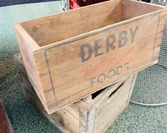derby foods wooden advertising boxes