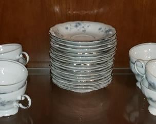 Blue Garland Cups & Saucers