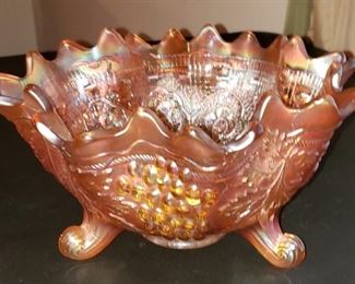 Carnival Glass Footed Bowl