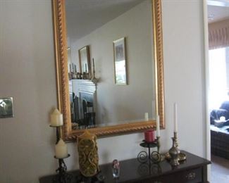Large Beveled Mirror & Table