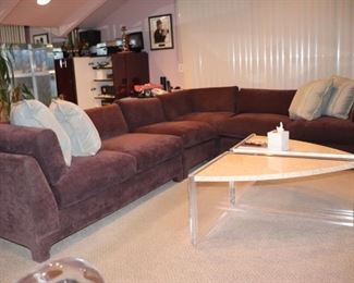 Large Sectional & Contemporary Coffee Table with Accent Pillows