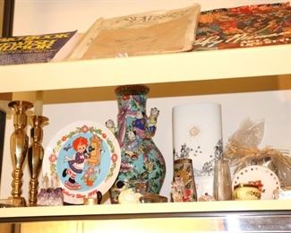Candlesticks, Decorative Plate, Vase and Bric-A-Brac