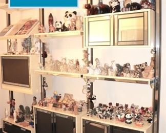 1980's Wall Unit loaded with Decorative Items and Bric-A-Brac