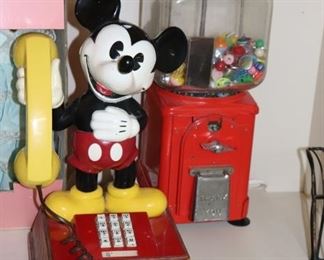 Mickey Mouse Phone and Gumball Machine