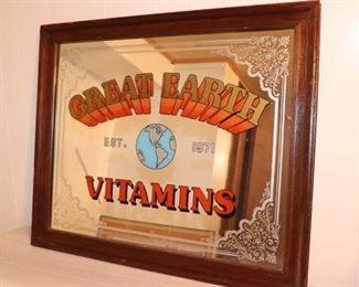Great Earth Vitamins Mirrored Sign