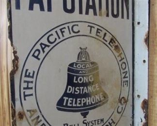 Porcelain Pay Station Bell System Telephone Flange Sign