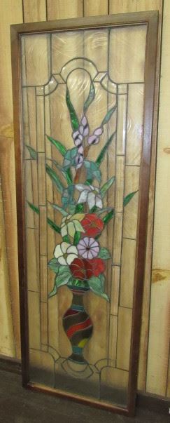 69" Tall Framed Stain Glass Window