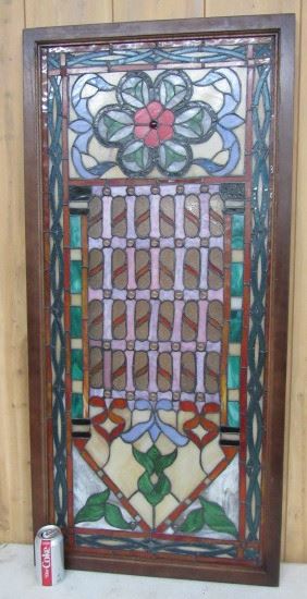 50" Tall Framed Stain Glass Window
