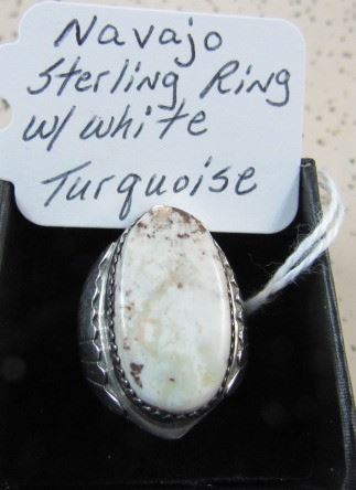 Navajo Sterling Ring w/White Turquoise