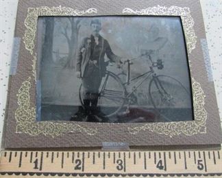 Tin Type Photo - Man w/Bicycle