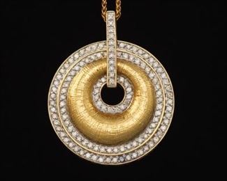 Ladies TwoTone Gold and Diamond Pendant on Chain 