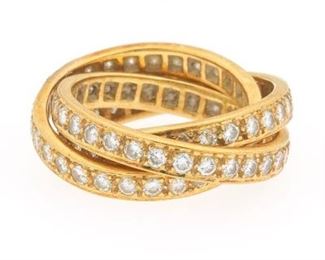  Three Gold and Diamond Roll Eternity Bands 