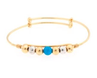 18k TwoTone Gold and Turquoise Baby Bangle 