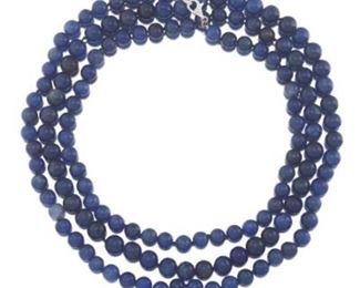 450 Ct Sapphire Bead Necklace with Diamond Lobster Clasp 