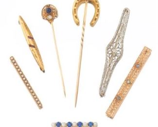 A Group of Vintage Gold Pins 
