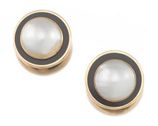 A Pair of Mabe Pearl Ear Clips 