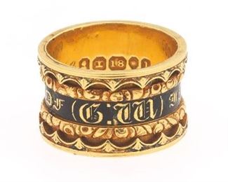 Antique English Gold and Enamel Memorial Band, dated 1826 