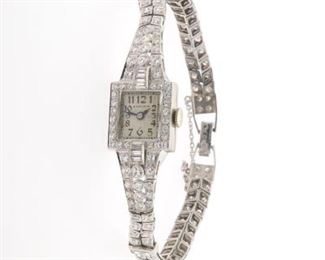 Art Deco Platinum and Diamond Hamilton Watch 