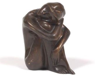 Bronze Figurine of a Seated Nude Woman