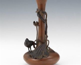 Bronze Pheasant Bud Vase