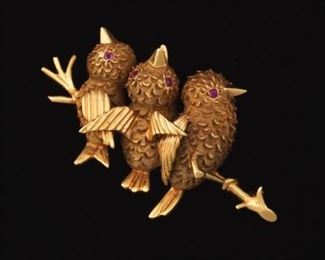 Charming Three Bird Brooch 