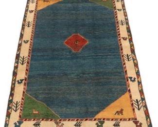 Fine Vintage Hand Knotted Gabeh Pictorial Carpet