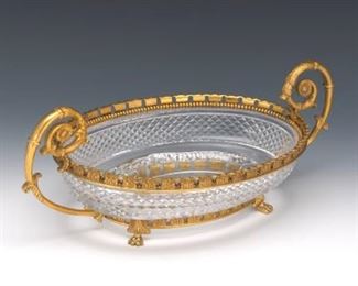 French Belle Epoque dOre Bronze and Baccarat Oval Centerpiece Bowl