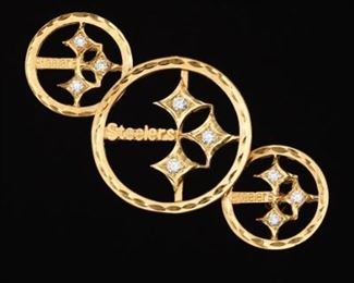 Gold and Diamond Steelers Brooch 
