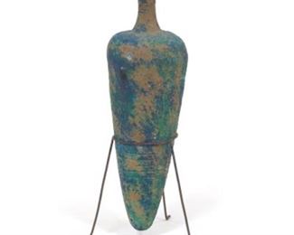 Greek Amphoriskos Ceramic Vase on Tripod Iron Stand 