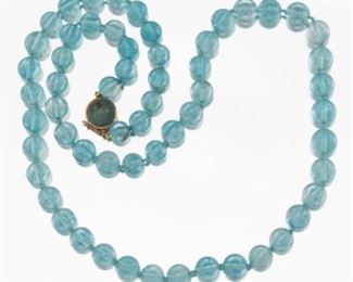 Gumps Aquamarine Bead Necklace 