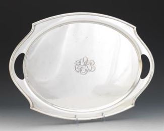 International Sterling Silver Oval Double Handles Tray 