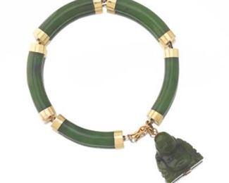 Jade Bracelet with Buddha Charm 