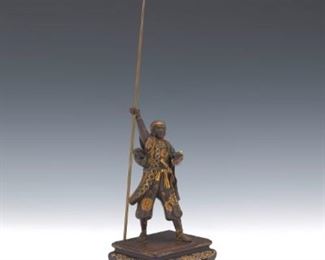 Japanese Meiji Period Mixed Metals Samurai Figure 