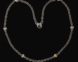 Judith Ripka Sterling Silver Necklace with Gold and Diamonds 