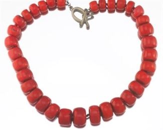 Krystyne Griffin Chinese Dyed Red Coral Necklace 