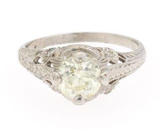 Ladies Art Deco Platinum and Diamond Ring 
