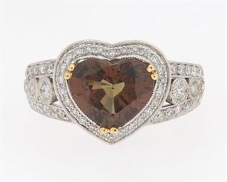 Ladies Color Change Garnet and Diamond Ring 